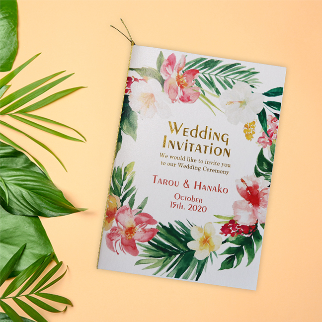 南国デザインの結婚式招待状 印刷込みセット トロピカルガーデン