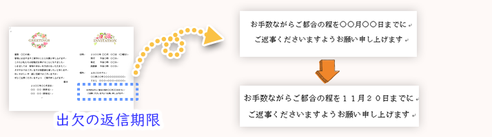 出欠の返信期限の入力場所