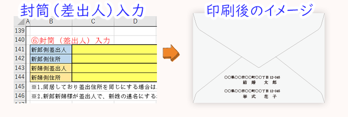 封筒の差出人を入力する