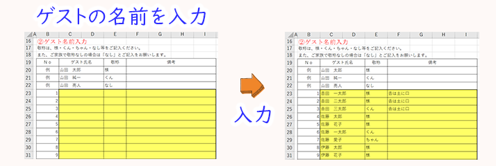 ゲストの名前を入力する